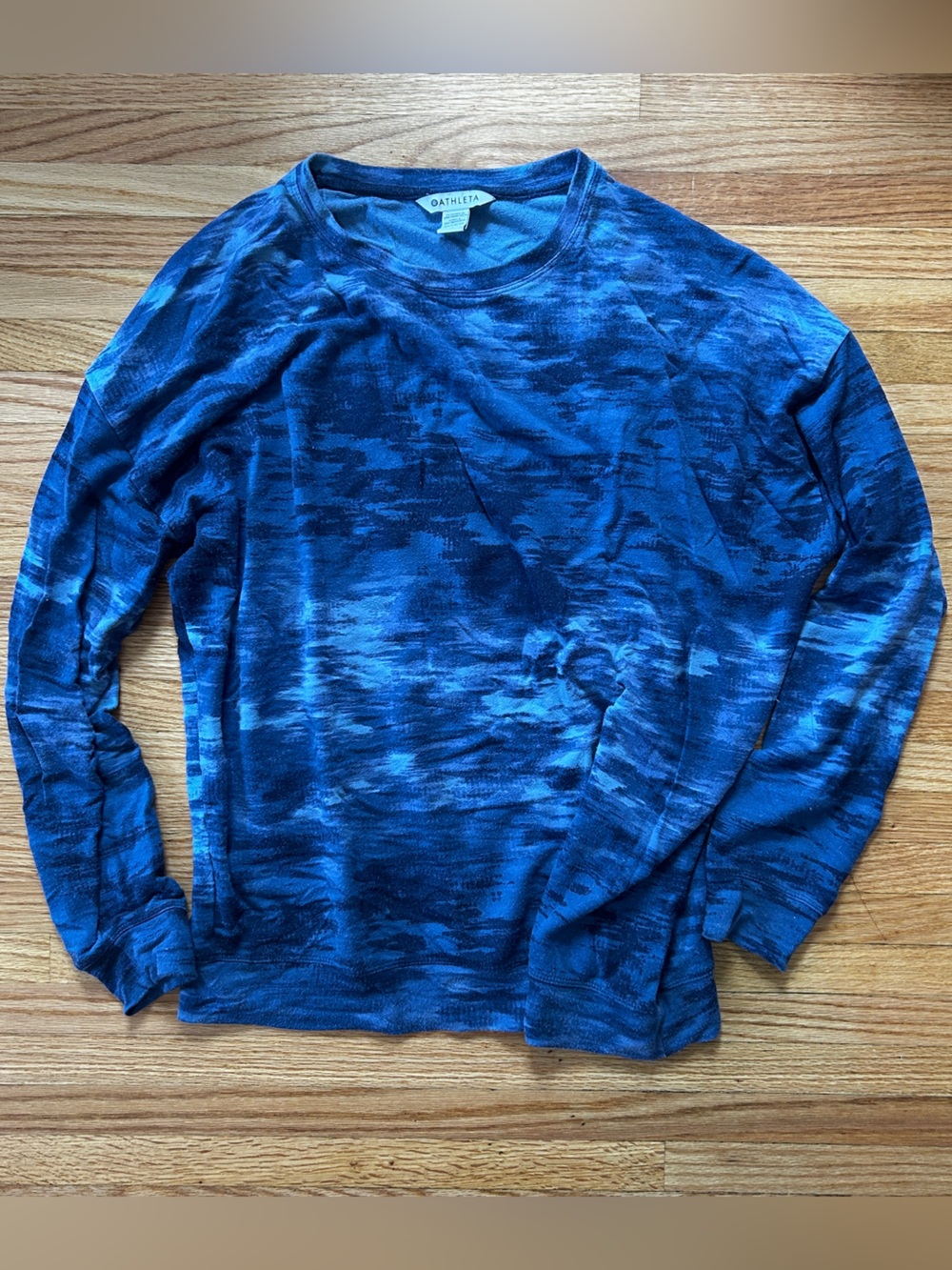 Athleta Blue Oversized Tie-Dye Pullover Top Sz M